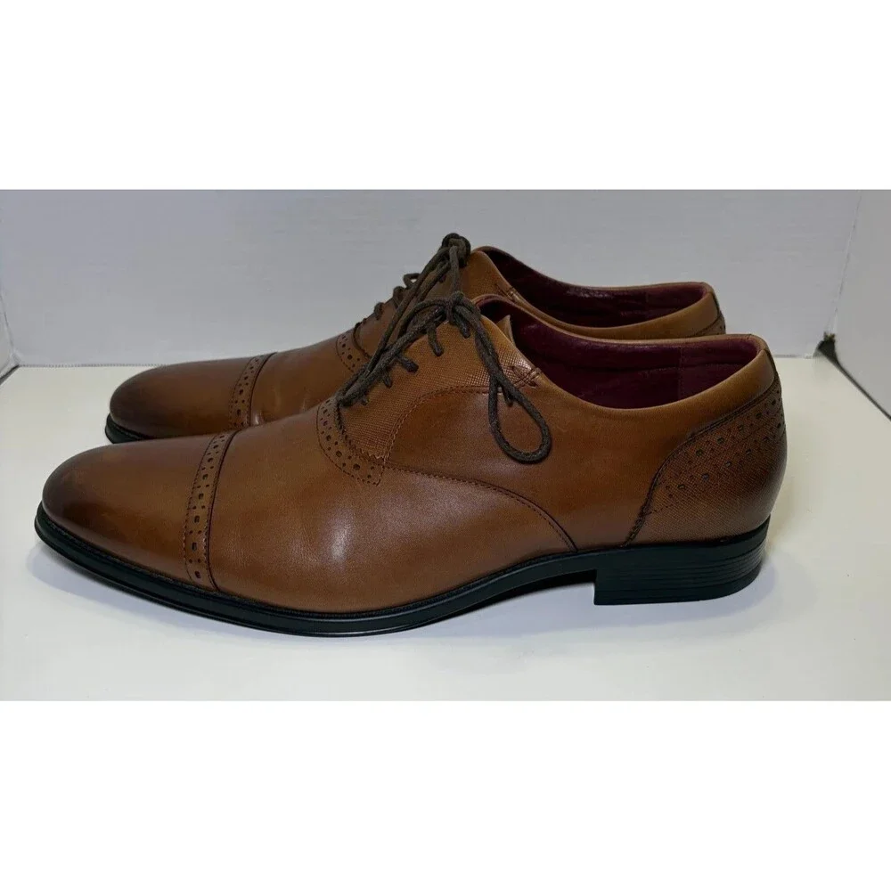 Stacy Adams Shoes Men's Size 12 Brown Leather Cap Toe Dress Oxford Memory Foam